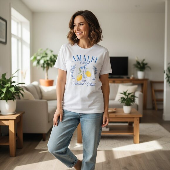 Amalfi Coast White Graphic Tee - Picture 1 of 3